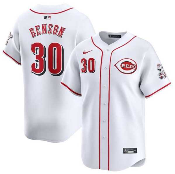 Mens Cincinnati Reds #30 Will Benson White Home Limited Baseball Stitched Jersey Dzhi